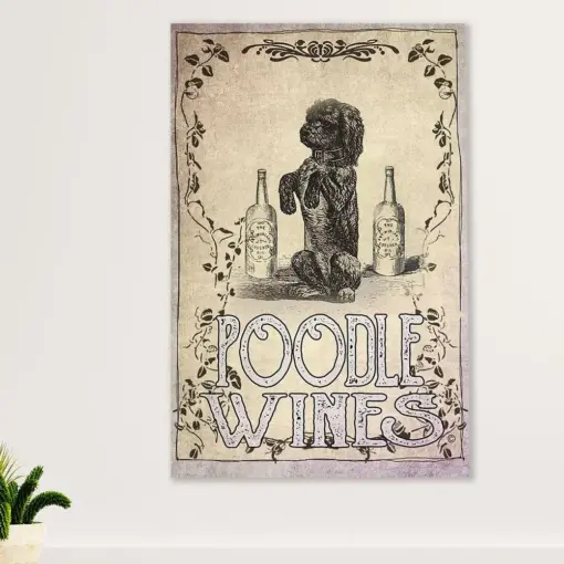 Poodle Wines Dog Canvas Wall Art Prints | Home Décor Gift For Poodle Puppies Lover
