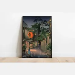 Poster Kits Vintage Wall Art Night Street Rain Wall Art Art Canvas Japanese Art Poster