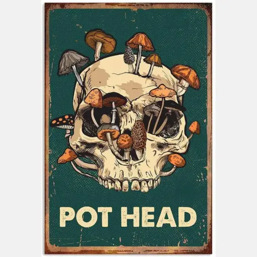 Pot Head Skull Mushroom Halloween Theme