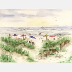 Print Of Original Watercolor Painting Summer Beach Watercolor Art Watercolor Print Beach Painting Summer Watercolor Landscape Beach