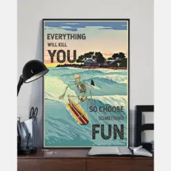 Prints Canvas Choose Something Fun Surfing Skeleton Birthday Gifts Vintage Home Wall Decor Canvas