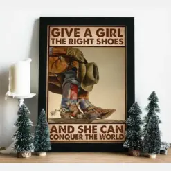 Prints Canvas Give A Girl The Right Shoes Birthday Gifts Vintage Home Wall Decor Canvas