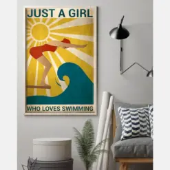 Prints Canvas Just A Girl Who Loves Swimming Birthday Gifts Vintage Home Wall Decor Canvas