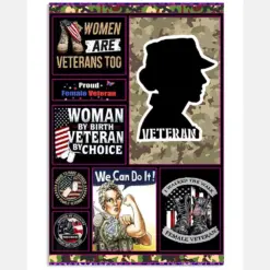 Proud Female Veteran Poster Vintage Room Home Decor Wall Art Gifts Idea