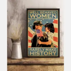 Proud Veteran Mom Canvas Prints Well Behaved Women Rarely Make History Vintage Wall Art Gifts Vintage Home Wall Decor Canvas