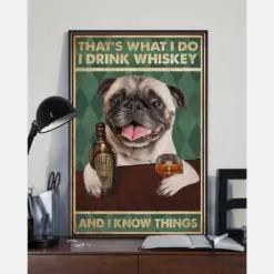 Pug Canvas Prints That'S What I Do I Drink Whiskey Vintage Wall Art Gifts Vintage Home Wall Decor Canvas