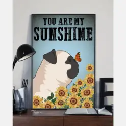 Pug Sunflower Canvas Prints You Are My Sunshine Vintage Wall Art Gifts Vintage Home Wall Decor Canvas