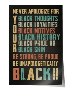 Never Forget Apologize For Black - Satin Portrait Poster