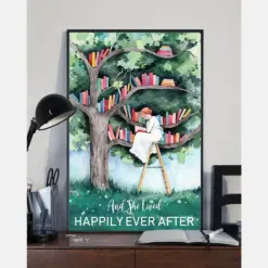 Reading Book Loves Poster And She Lived Happily Ever After Vintage Room Home Decor Wall Art Gifts Idea