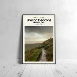 Recon Beacons Poster - Oil Painting Technique | Uk National Park Wall Art | & Printed Travel Prints | Animalistic Home Decor