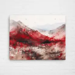 Red | Red Mountains | Landscape | Wall Art | Canvas | Colourful | Painting | Artwork | Prints