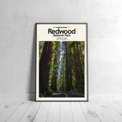 Redwood Poster - Oil Painting Technique | Usa National Park Wall Art | & Printed Travel Prints | Animalistic Home Decor