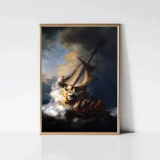 Rembrandt The Storm On The Sea Of Galileo | Christian Wall Decor | Dark Drinkable Wall Art | Jesus | Classical Art Print