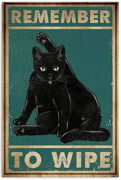 Remember To Wipe Cat Poster, Canvas