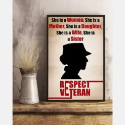 Respect Female Veteran Canvas Prints Vintage Wall Art Gifts Vintage Home Wall Decor Canvas