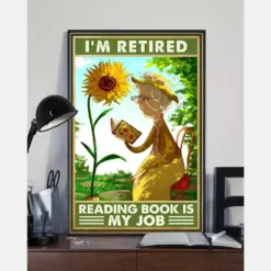 Retired Woman Book Loves Canvas Prints I'M Retired Reading Book Is My Job Vintage Wall Art Gifts Vintage Home Wall Decor Canvas