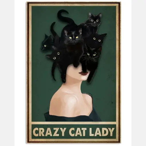 Retro Green Crazy Cat Lady