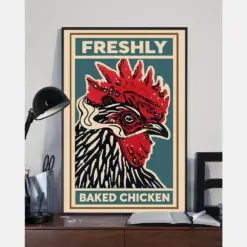 Retro Green Freshly Baked Chicken Canvas Prints Vintage Wall Art Gifts Vintage Home Wall Decor Canvas