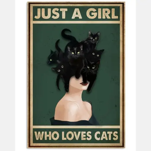 Retro Green Who Loves Black Cat