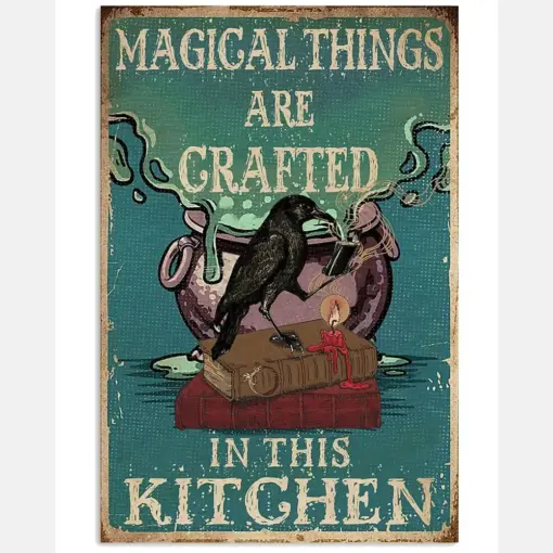 Retro Teal Magical Things Kitchen Reading Witch