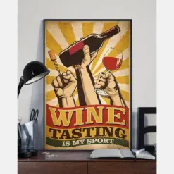 Retro Wine Poster Wine Tasting Is My Sport Vintage Room Home Decor Wall Art Gifts Idea For Wine Lover