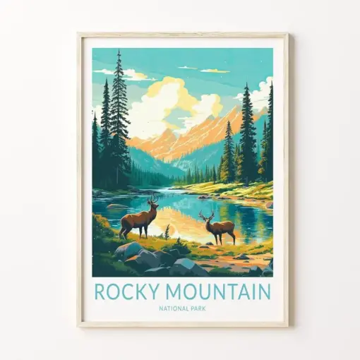 Rock Mountain National Park Travel Print Rock Mountain Poster Print National Parks Wall Art National Parks Poster Birthday Gift