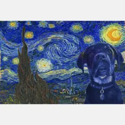 Rottweiler Dog Van Gogh Style Starry Night