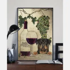 Rottweiler Wine Loves Poster Vintage Room Home Decor Wall Art Gifts Idea