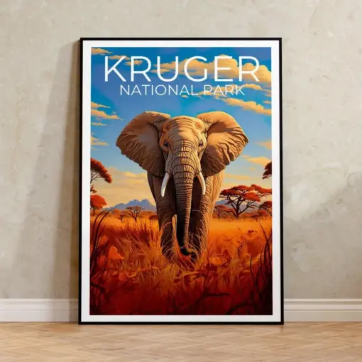 Ruger National Park Travel Poster South Africa Wall Art South Africa Print Ruger National Park Poster Safari Poster
