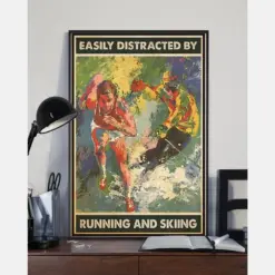 Running And Skiing Canvas Prints Easily Distracted Vintage Wall Art Gifts Vintage Home Wall Decor Canvas