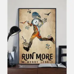 Running Girl Canvas Prints Run More Worry Less Vintage Wall Art Gifts Vintage Home Wall Decor Canvas