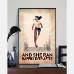 Running Poster And She Ran Happily Ever After Vintage Room Home Decor Wall Art Gifts Idea