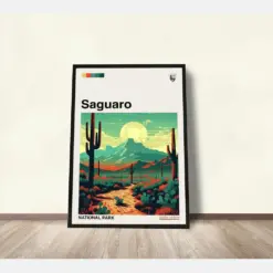 Saguaro National Park Poster Saguaro Poster Saguaro Print National Park Art Illustration Art Wall Hanging Travel Gifts Wall Decor