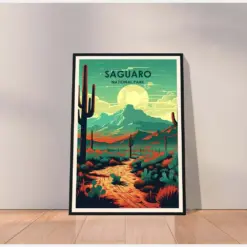 Saguaro National Park Poster Saguaro Poster Saguaro Print Travel Posters Travel Gifts Illustration Art Us National Park Wall Decor