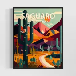 Saguaro National Park Retro Art Print Saguaro National Park Illustration Saguaro National Park Vintage Minimal Design Poster