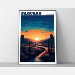 Saguaro National Park Vintage Style Travel Poster Saguaro National Park Arizona Print