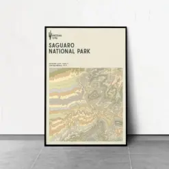 Saguaro - National Parks Series - Topographic Contour Map - Fine Art Girlie Print - Museum Quality