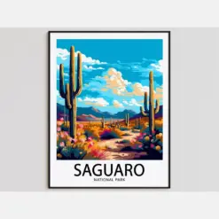 Saguaro Travel Poster Saguaro Print National Park Art Print Saguaro Gift Saguaro Wall Art Saguaro Artwork National Park Decor