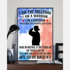 Saluting I Am A Warrior Protector Veteran Poster Vintage Room Home Decor Wall Art Gifts Idea