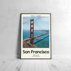 San Francisco Bridge Poster - Oil Painting Technique | United States Wall Art | & Printed Travel Prints | Animalistic Home Decor