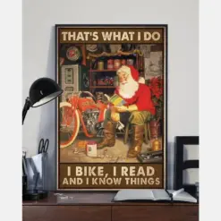 Santa Claus Book Poster That'S What I Do I Bike I Read And I Know Things Vintage Room Home Decor Wall Art Gifts Idea