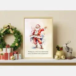 Santa Claus Dancer Poster Watercolor Santa Claus Greeting Card Dancing Santa Christmas Poster Christmas Postcard Ready To Print