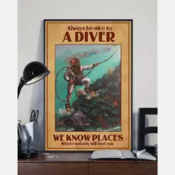 Scuba Diving Canvas Prints Always Be Nice To A Diver Vintage Wall Art Gifts Vintage Home Wall Decor Canvas