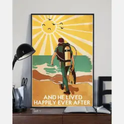 Scuba Diving Canvas Prints And He Lived Happily Ever After Vintage Wall Art Gifts Vintage Home Wall Decor Canvas