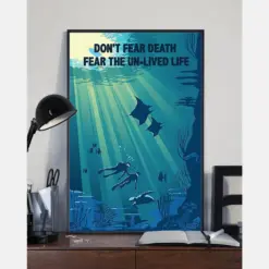 Scuba Diving Canvas Prints Don'T Fear Death Fear The Un-Lived Live Vintage Wall Art Gifts Vintage Home Wall Decor Canvas