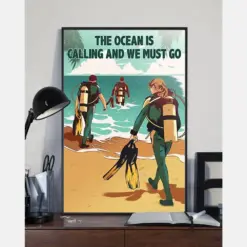 Scuba Diving Canvas Prints The Ocean Is Calling And We Must Go Vintage Wall Art Gifts Vintage Home Wall Decor Canvas