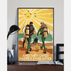 Scuba Diving Couple Canvas Prints And They Lived Happily Ever After Vintage Wall Art Gifts Vintage Home Wall Decor Canvas