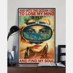 Scuba Diving Girl Canvas Prints And Lose My Mind And Find My Soul Vintage Wall Art Gifts Vintage Home Wall Decor Canvas