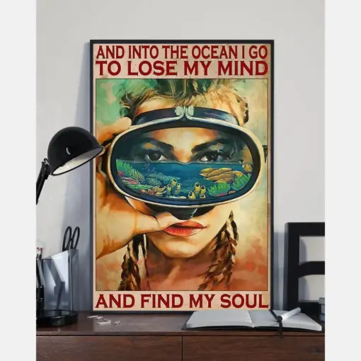 Scuba Diving Girl Canvas Prints And Lose My Mind And Find My Soul Vintage Wall Art Gifts Vintage Home Wall Decor Canvas