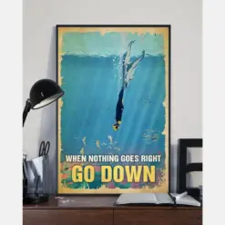 Scuba Diving Go Down Poster Vintage Room Home Decor Wall Art Gifts Idea